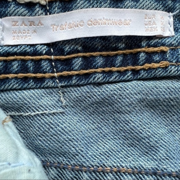 Zara Denim Fringe & Frayed Mini Skirt in Blue Wash Size Medium - Picture 8 of 8